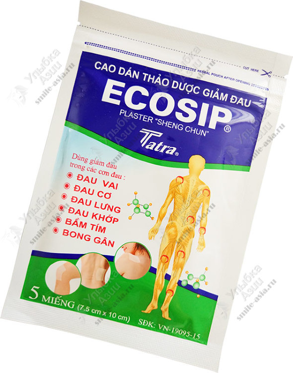 Купить Болеутоляющий вьетнамский пластырь на травах Ecosip с доставкой по России
