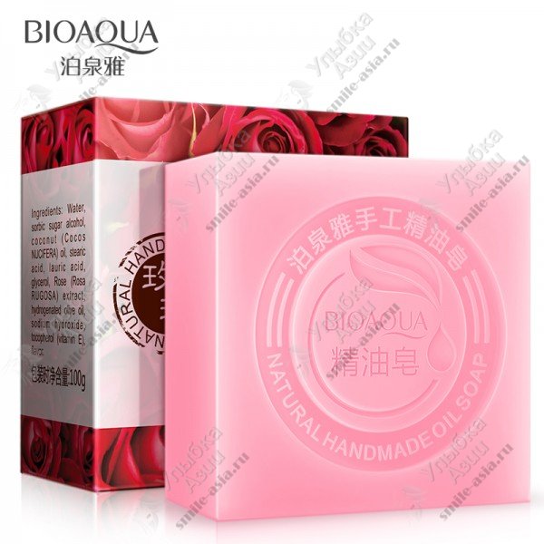 Купить Натуральное мыло ручной работы c маслом розы Bioaqua с доставкой по России