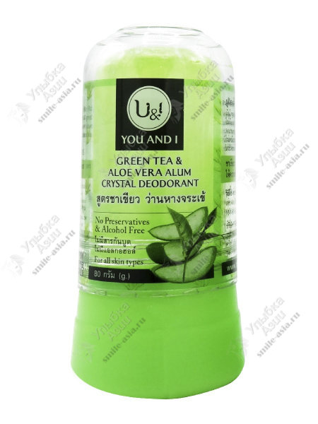 Купить Дезодорант-кристалл с зеленым чаем и алоэ U & I с доставкой по России
