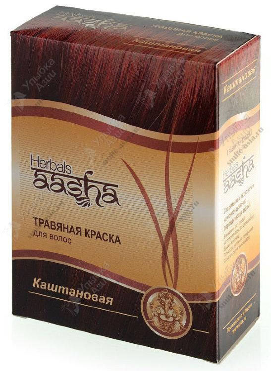 Купить Травяная краска для волос «Каштановая» Aasha 60г с доставкой по России